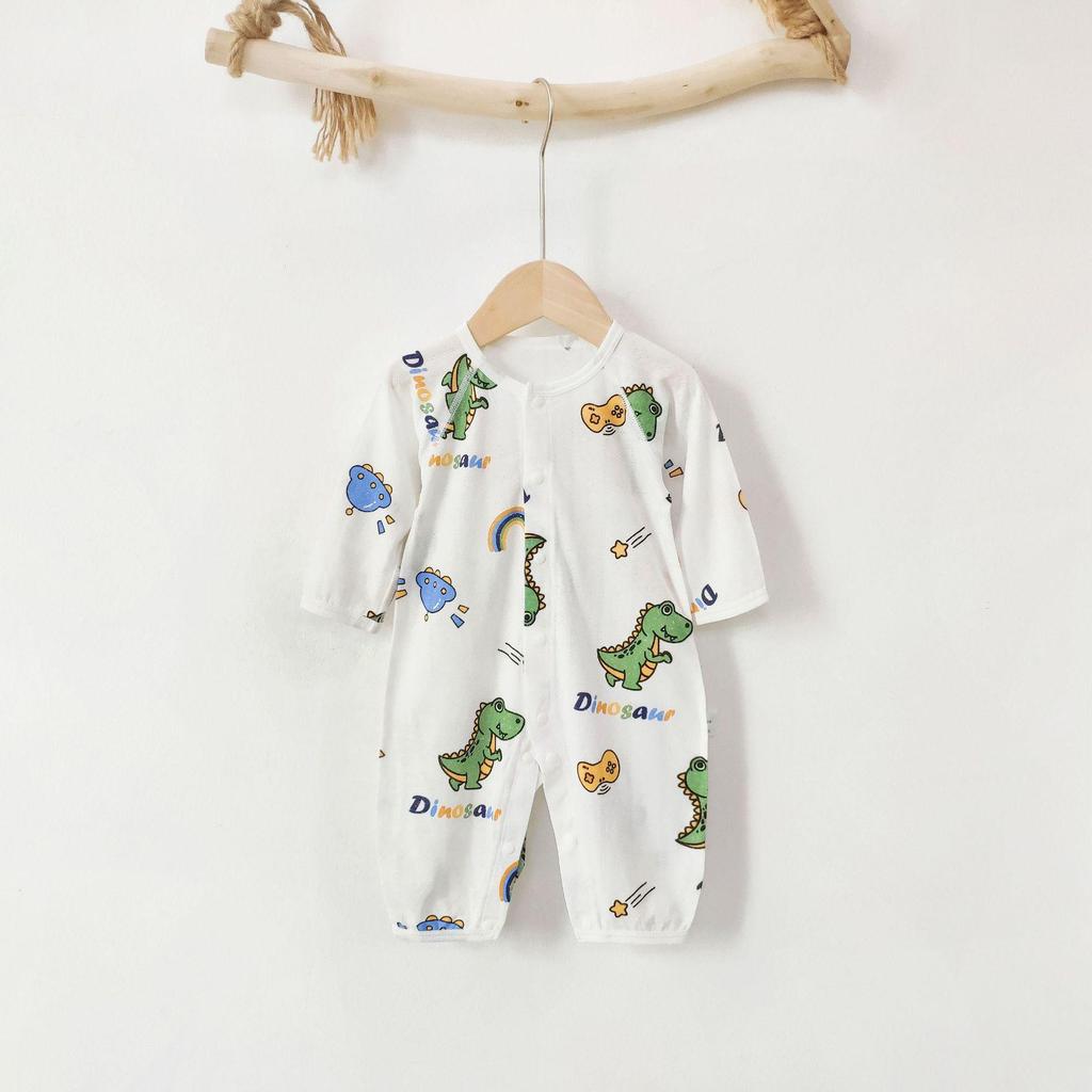 Baby Langarm-Bodysuit aus Bambusfaser: 3-24 Monate, Atmungsaktiver Druckknopf im Schritt, Nahtlos für den Sommer