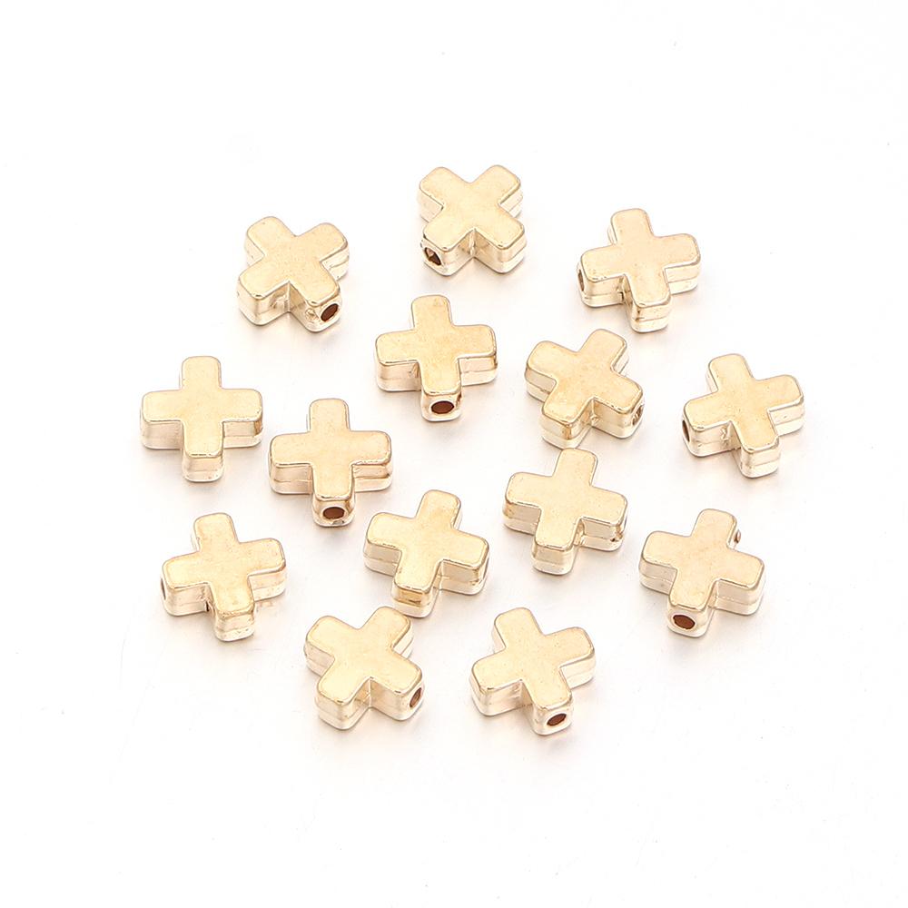50-100pcs/lot Gold Silver Color CCB Cross Beads Plastic Loose Spacer Beads For Jewelry Making DIY Bracelet Necklace Accessories