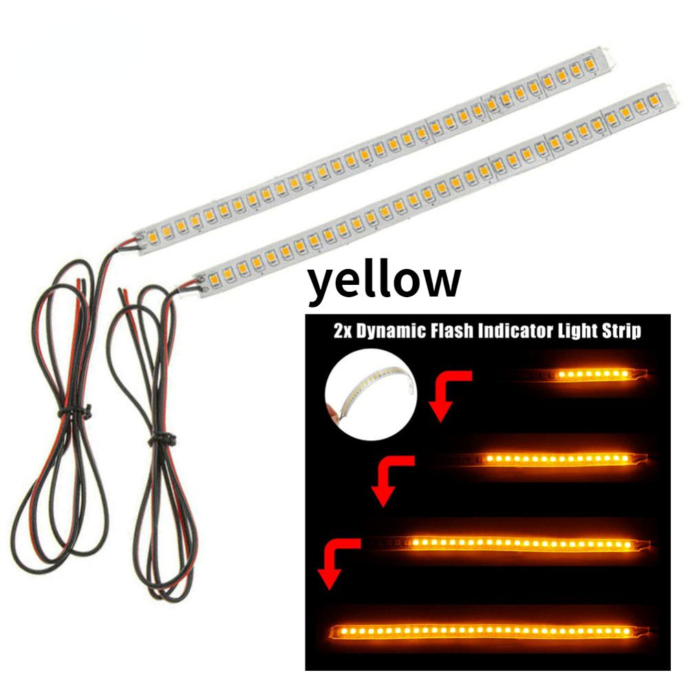 

2 шт. светодиодный индикатор зеркала заднего вида автомобиля DRL Streamer авто фара полоса сигнала поворота текучий источник света автомобильный дневной свет 12 В 14CM жёлтый