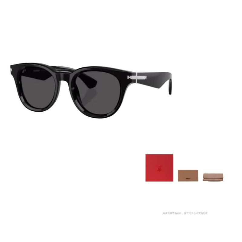 

Burberry Logo Detail Plate Frame Round Sunglasses Men s Black 51 чёрный