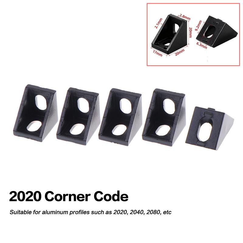 5Pcs Corner Bracket Fitting Black Angle Aluminum Connector 2020/2028/3030/3060/4040/4545 For Industrial Aluminum Profile