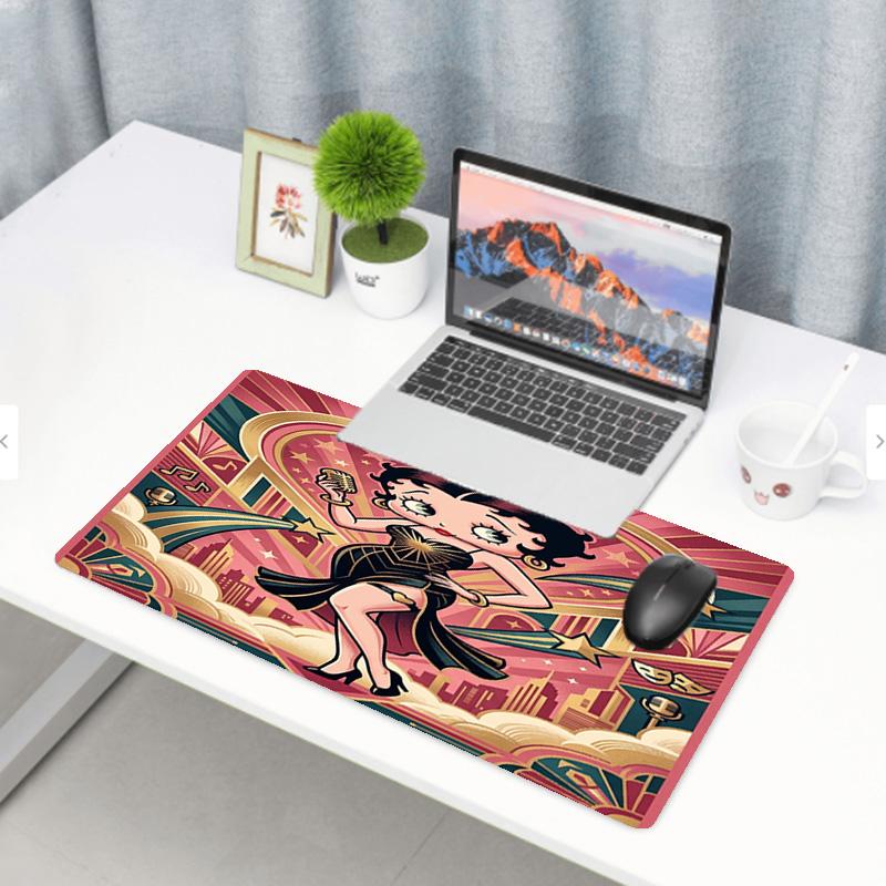 Betty Boop Print Mouse Pad, Anti‑Slip Desktop Keyboard Mat, for PC Laptop Gaming Working Daily Use, Cool Festival Surprise Gift