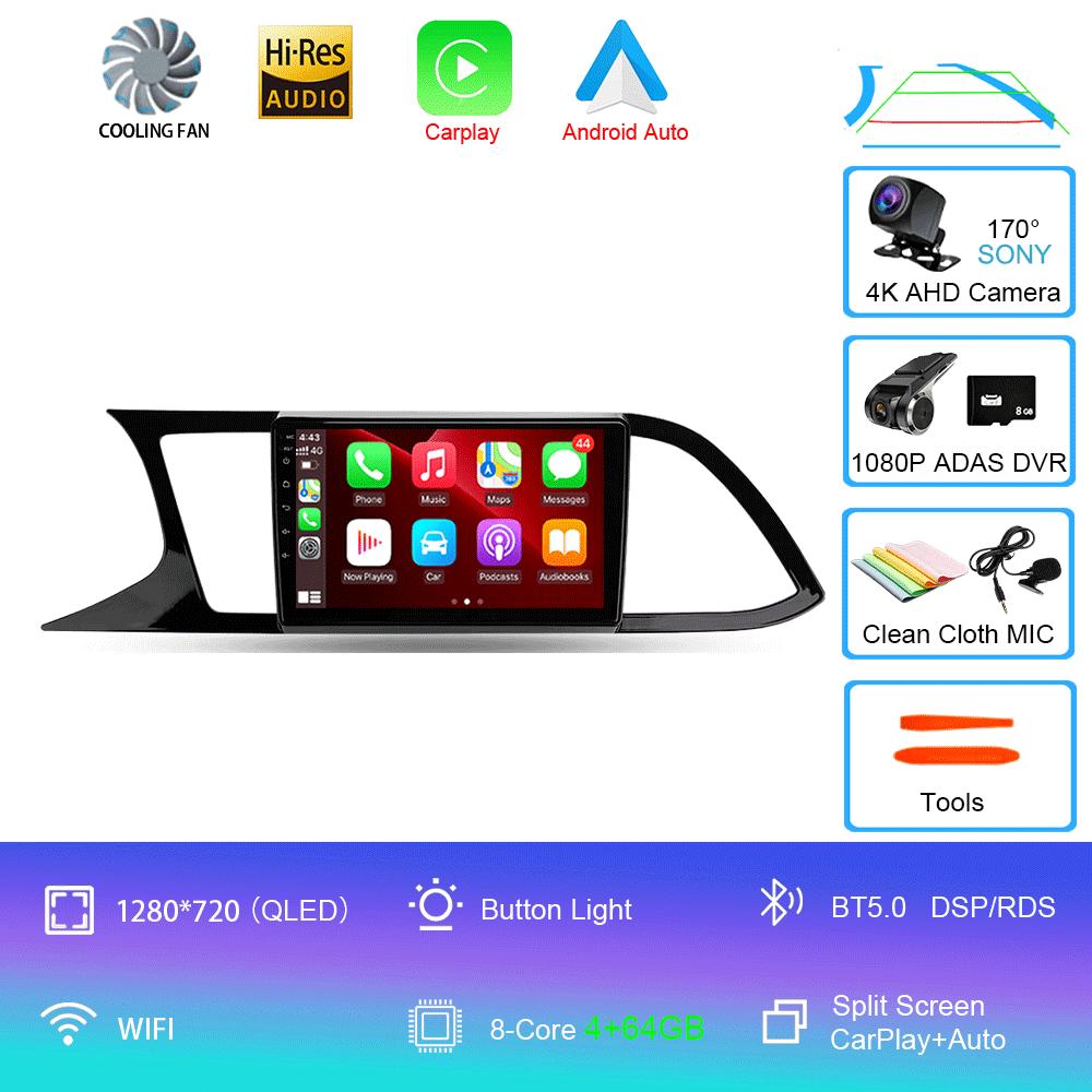 Radio Auto Android 14 Carplay Pentru Seat Leon 3 2012 2013 2014 2015 - 2020 Navigație GPS Player Multimedia stereo wifi+4G Auto BT