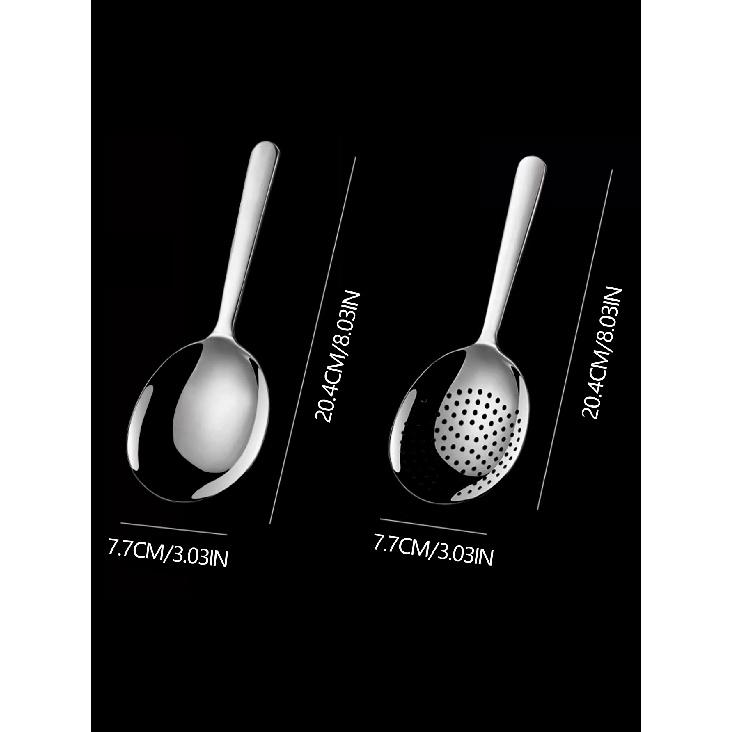 2Pcs Stainless Steel Ladles For Serving Soup Rice Serving Spoon Drain Hole Heat Insulated Handle Kitchen Utensils For Daily Use4
