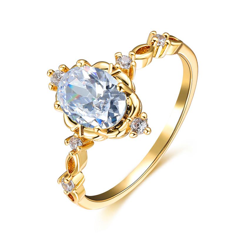 Charm Gold Silver Color Wedding Ring White Opal Oval Stone Engagement Ring Cute Female Blue Green Purple Crystal Rings For Women