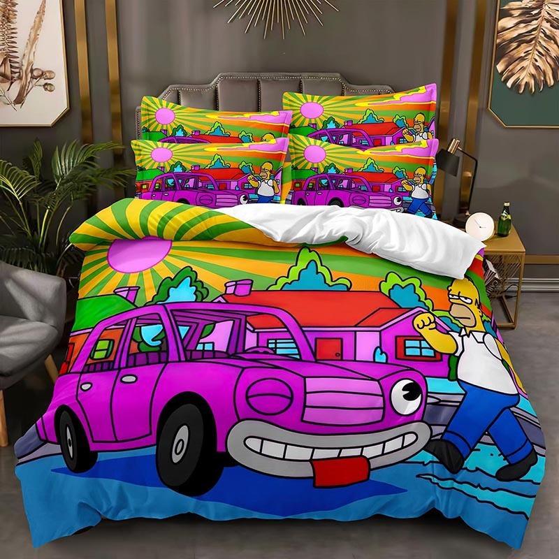 Funny Animation The Simpsons Duvet Cover Microfiber Bedding Set 3D Print Duvet Quilt Cover With Gifts Suitable for Boy and Girls