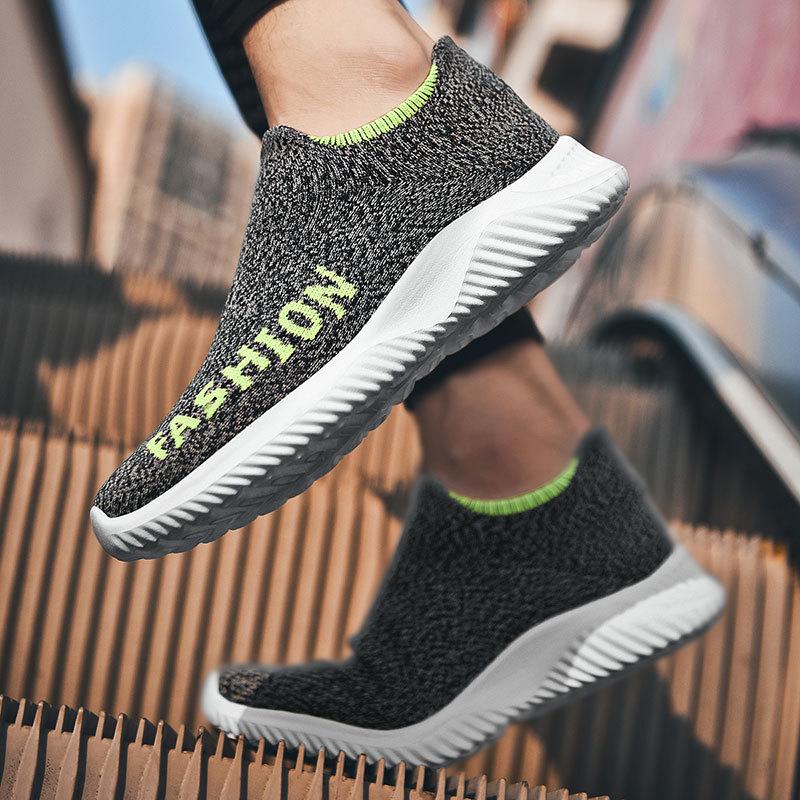 Men Casual Shoes Flat Fashion Slip On Autumn Spring Knit Low Top Sneakers Male Non -Slip Breathable Lightweight Comfortable