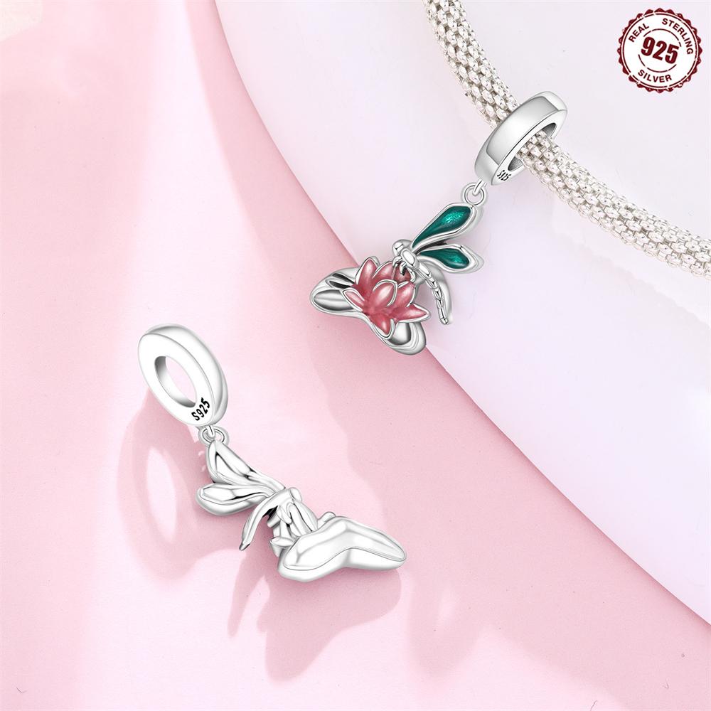 Copper Blue Butterfly Fluorescent Firefly Dragonfly Charms Beads Pendant For Original Bracelet Woman Girl Jewelry