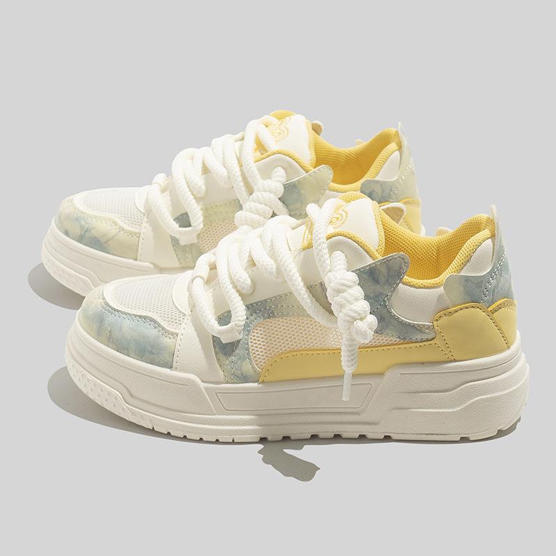 Mesh little white shoes breathable board shoes thick sole round head student casual shoes single shoes