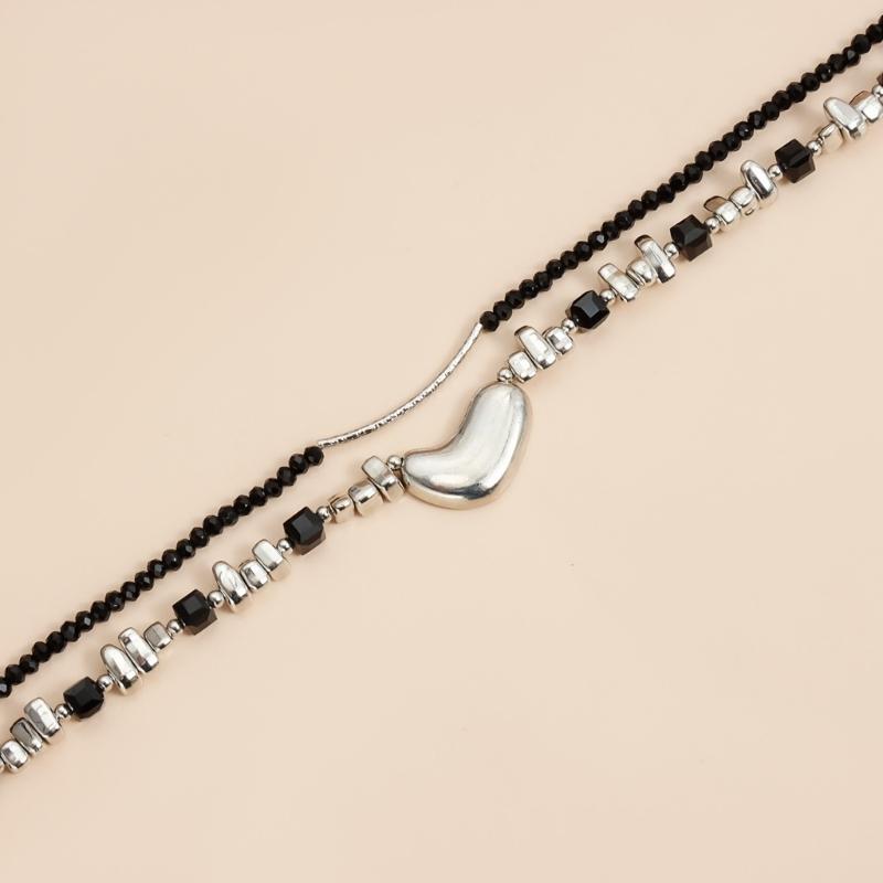 Unique Heart Shaped Bead Necklace Adjustable Length For Women Trendy Accessory Lightweight Comfort Gift