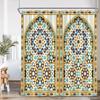 3D Moroccan Vintage Shower Curtain Aged Gate Geometric Pattern Doorway Design Entrance Architectural Oriental Style Bathroom Cur