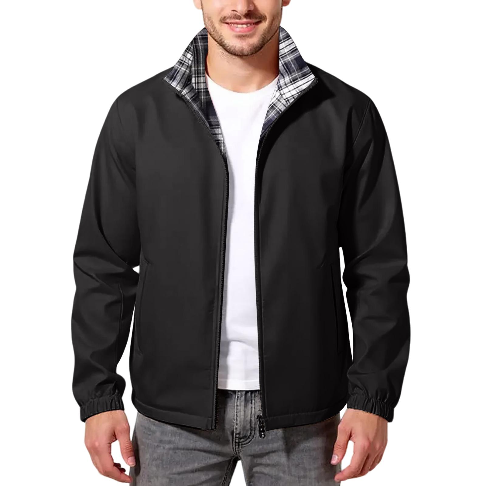 

Stand Up Collar Men s , Warm And Loose, Outdoor Solid Color, And Breathable, With Thickened Fleece L