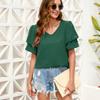 GMXIA Dámská móda Neformální jednobarevná trička a topy s krátkým rukávem a výstřihem do V