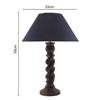50 Cm Table Lamp for Bedroom Living Room Bedside Reading Lamp, E27 Holder Bulb Included Twister Classic Black Wooden Rustic for Home Decor