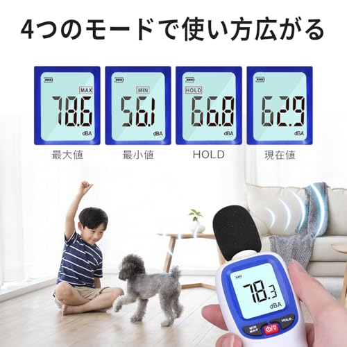 Digital Sound Level Meter (MAX/MIN Mode, Auto-OFF Cancellation), 30-130dB, Compact, Tripod Mountable, Portable Sound Level Meter, Frequency Response 3