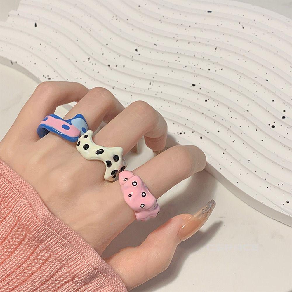 Dropping Process Opening Ring Polka Dot Fashion Jewelry Vintage Ring Korean Style Ring Women Ring