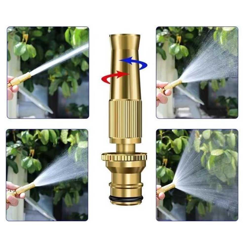 1pc Brass Hose Nozzle Adjustable Twist Hose Nozzle Jet Sweeper Nozzle Garden Sprayer Brass Hose Nozzle For Watering Cleaning