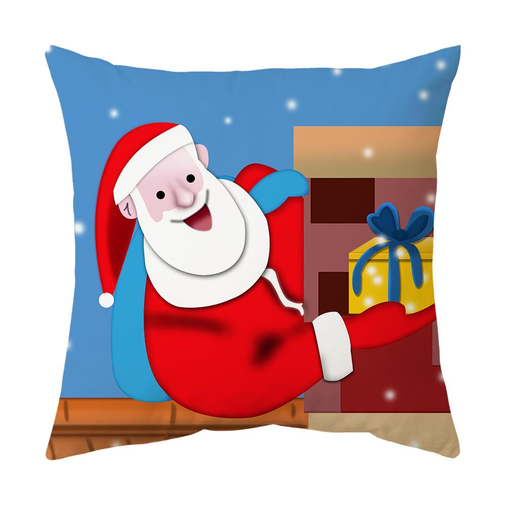 Christmas Pillow Case Decorative Cushion Pillow Cross-border Sofa Print Elk Cushion Holiday Gift Can Be Customized
