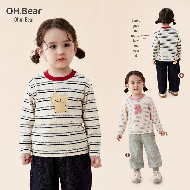Oumxiong Girls' Long-Sleeve Striped T-Shirt