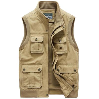 Men's Multi-Pocket Cotton Vest for Spring & Autumn - Casual & Loose Fit (Style 1807)