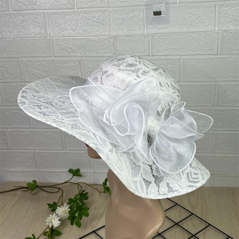 French lace big brim sun hat sun hat European and American fashion foldable beach sun hat face hat