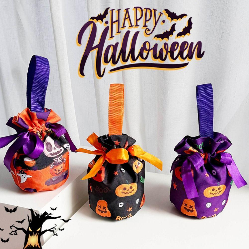 Pumpkin Pattern Design Halloween Treat Bags Portable Goodie Bag with Handle Party Supplies