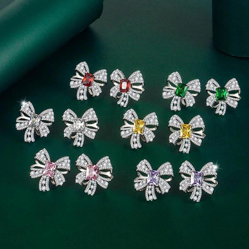 Diamond Earrings for Women Bows Emerald Earrings Jewelry for Her Birthday Christmas Gifts