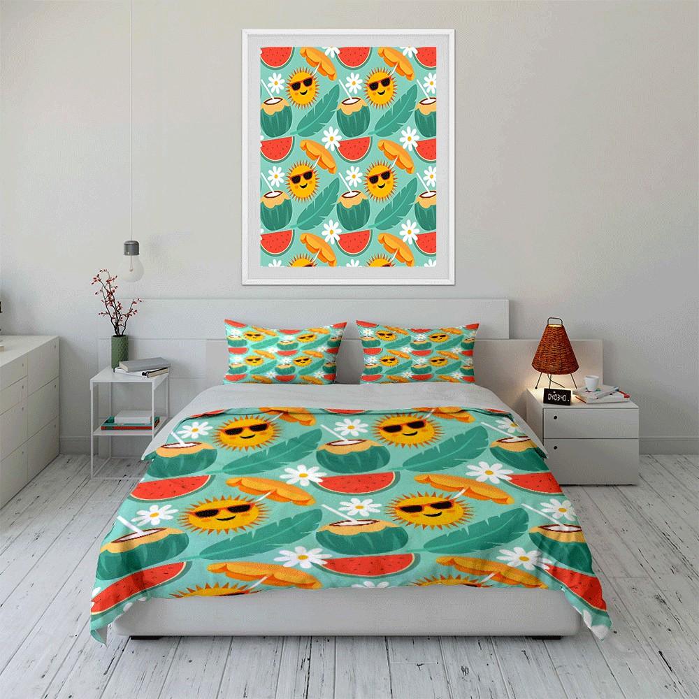 Summer Vibes Tropical Essentials Set Exquisite Three-Piece Bedding Set Gift For Kids And Adults