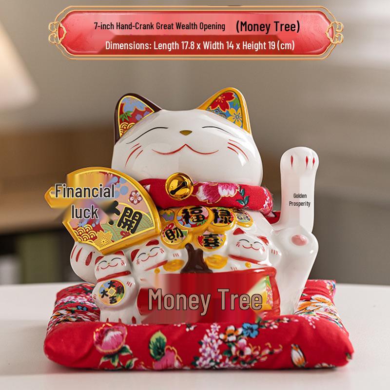Automatic Waving Lucky Cat Ornament - Prosperity Gift for Home, Shop, or Business Entry