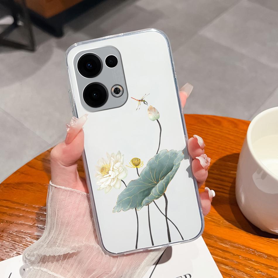 For Oppo Reno 13 Pro Phone Cases Leisure Flower Transparent Back Cover For Oppo Reno13 Pro 13Pro 5G Soft Slim Anti Drop Housing