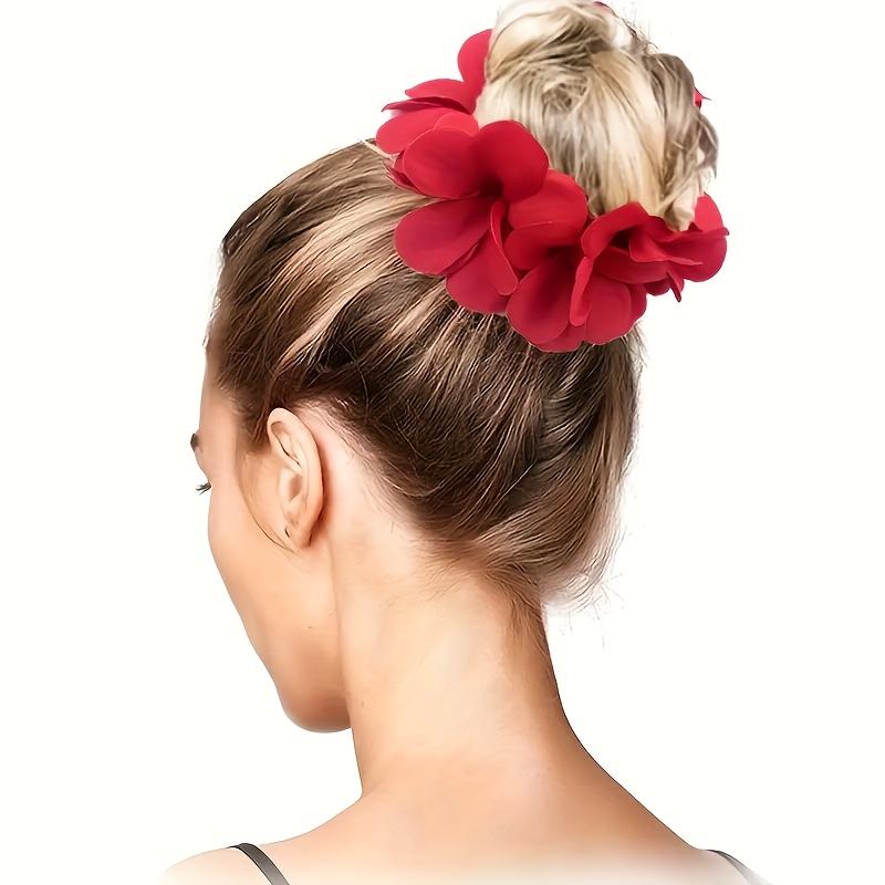 High Quality7pcs Set, Women'S Gradient Faux Flower Elastic Hair Ties, Spring And Summer Valentine'S Day Hair Accessories, Bohemian Sweet Beach Style.