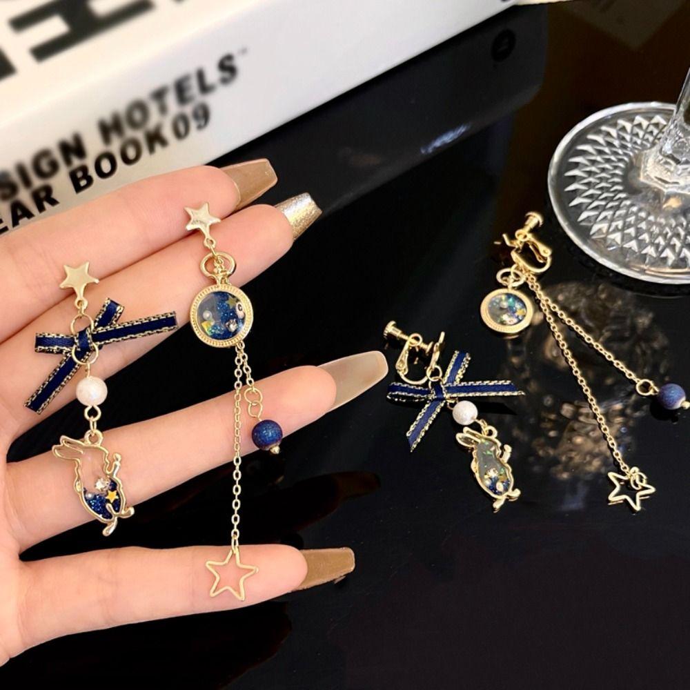 Moon Classic Star Korean Style Earrings Crystal Ear Drop Female Dangle Earrings Fashion Jewelry