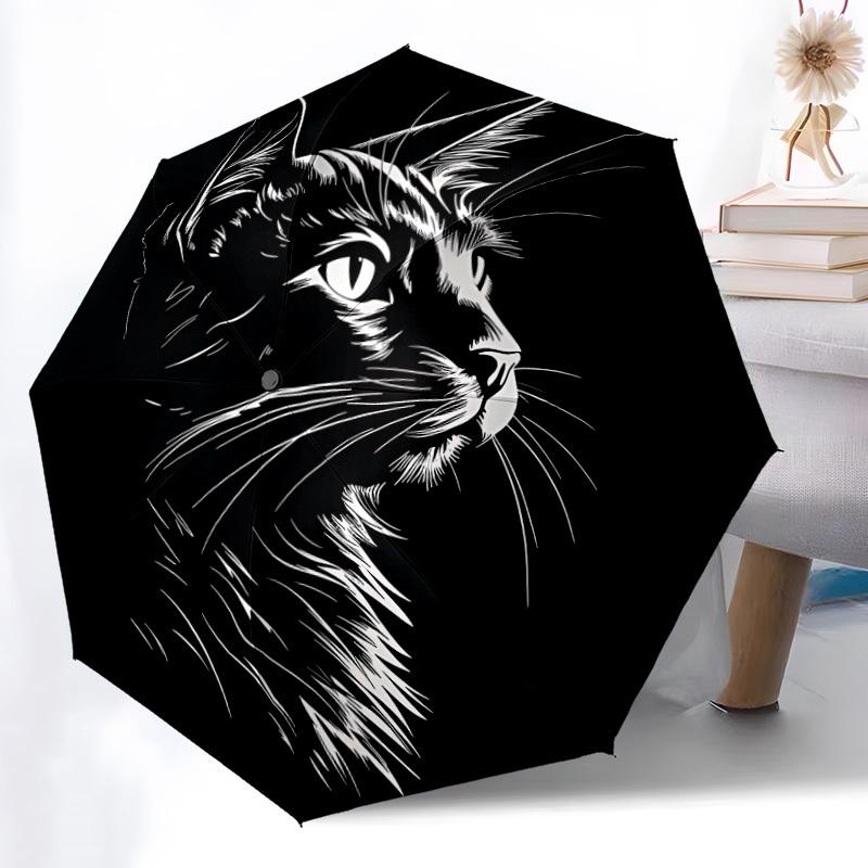 1pc Cat Profile Automatic Opening/Closing Umbrella with Operation & Windproof Canopy yy260311040