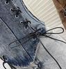 Denim Halter Crop Top: Punk Lace-up Sleeveless Slim Fit