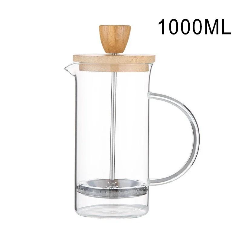 350-1000ml Transparent Coffee French Press Pot with Filter Multifunctional Heat Resistant Borosilicate Glass Coffee Kettles Tool