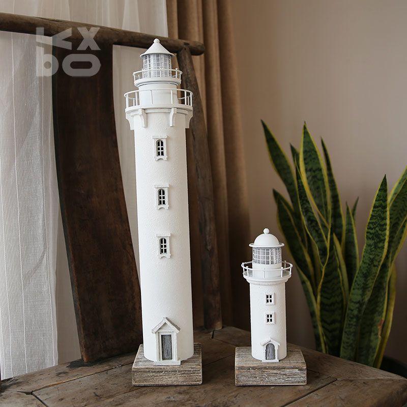 Retro PVC Lighthouse Decor with Light Rustic Small Nightlight Ocean Themed Lighthouse Decoration Nostalgic Creative Craftarts