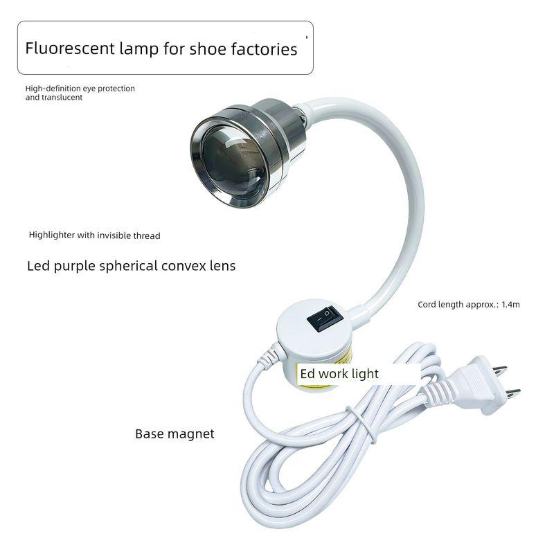 

Fluorescent White Two-Color Purple Blue Fluorescent Needle Lamp Light Stealth Line Led Sewing Machine Clothing Cart Eye Protection Lighting Adjustable Eye Protection Convex Lens Purple Light