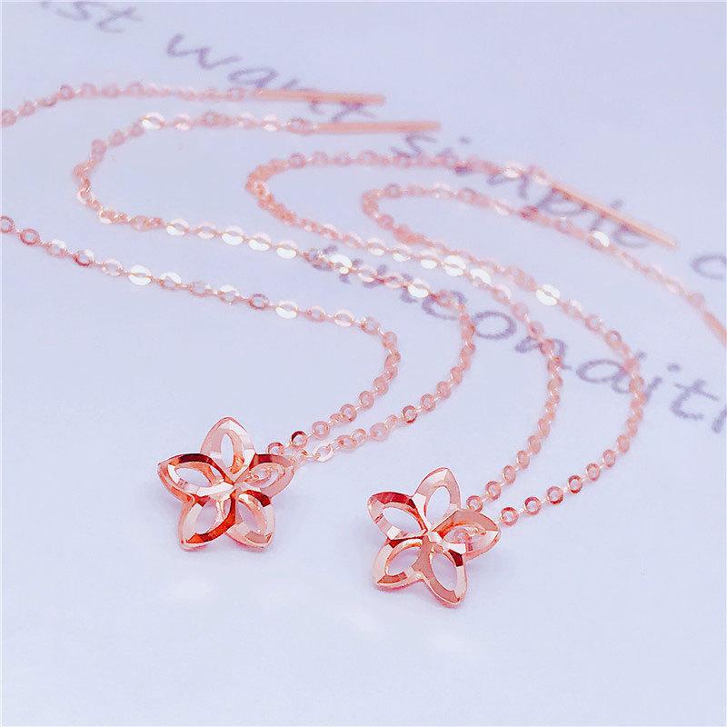 Purple Gold Hollow Flower Earrings Exquisite Fashion Rose Gold Plated Colored Gold Earrings