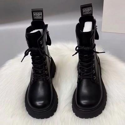 Buty za kostkę, Buty damskie, Nowe buty jesienno-zimowe, Na grubej podeszwie, Wszechstronne i ocieplane botki