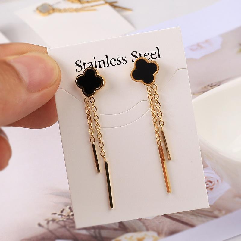 Fraudi Four -Leaf Earlobe Female 18k Gold Titanium Steel Jewelry