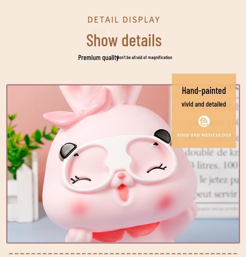 2024 Large Capacity Cute Rabbit Piggy Bank - Durable Vinyl Cartoon Savings Bank with Easy Access