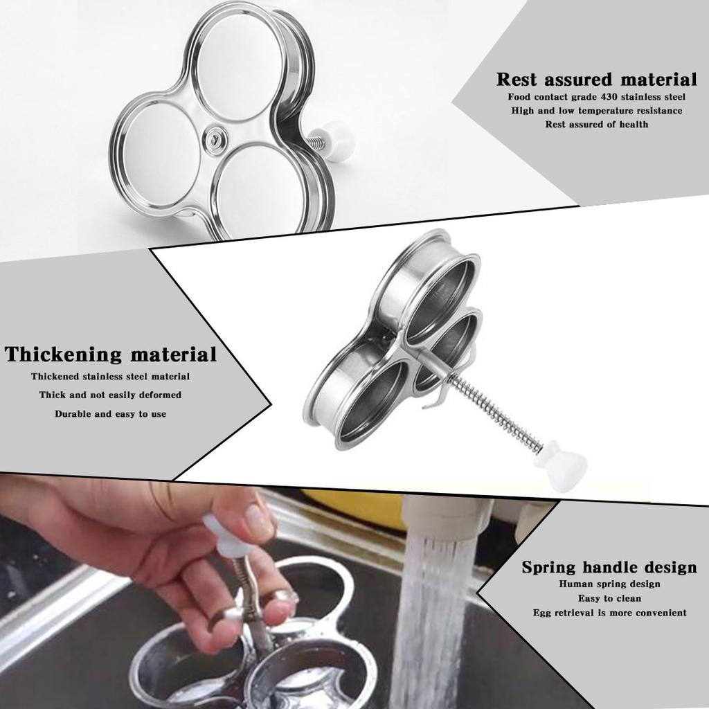 3-mřížkový pošírovač vajec Nerezový Opakovaně použitelný Vařič vajec Nepřilnavý Snadné vyjmutí Hrnec na kastról s vejci Kuchyňské doplňky