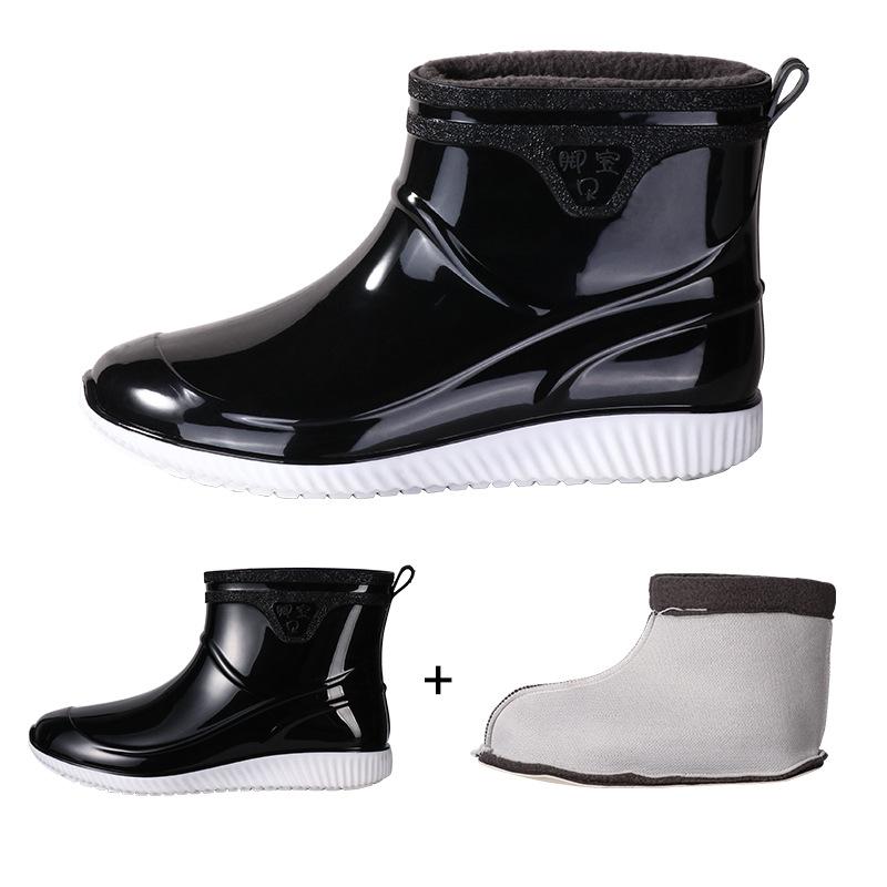 Fashion 2024 Fashion Men's Rain Boots Rubber Ankle Bootie Non Skid Solid Wading Shoes Male Comfortable Soft Rainy Shoes Fishing Kitchen