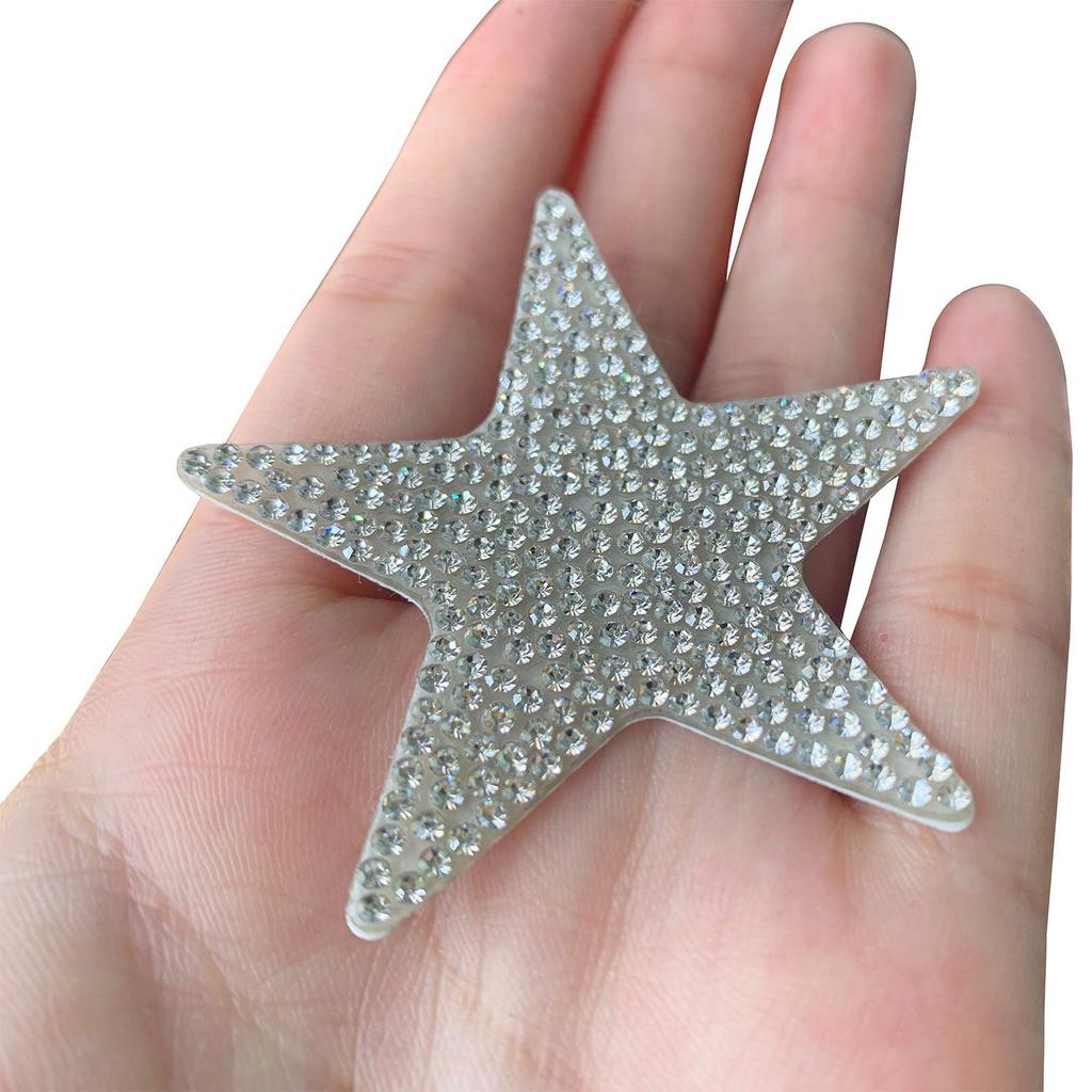 Bling Crystal Rhinestone Car Sticker Decal Waterproof Bling Sticker Decal for Car Bumper Window Laptop (Star Silver)