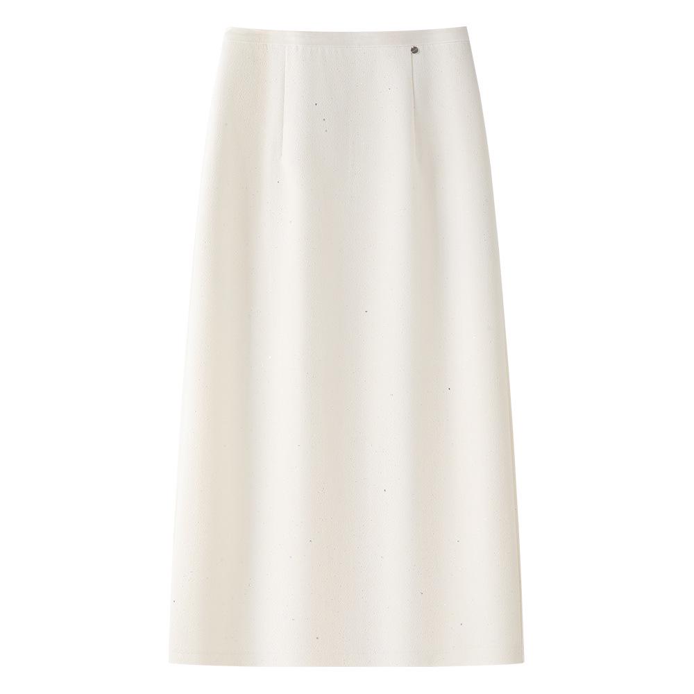 2025 New Spring High-Waisted Gray Sequin Midi Pencil Skirt for Women