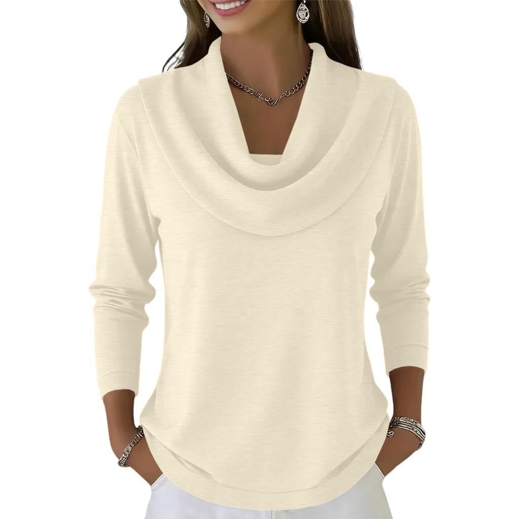 Damen Lässig Und Modisch Rundhals Langärmlig Einfarbiges Oberteil Pullover