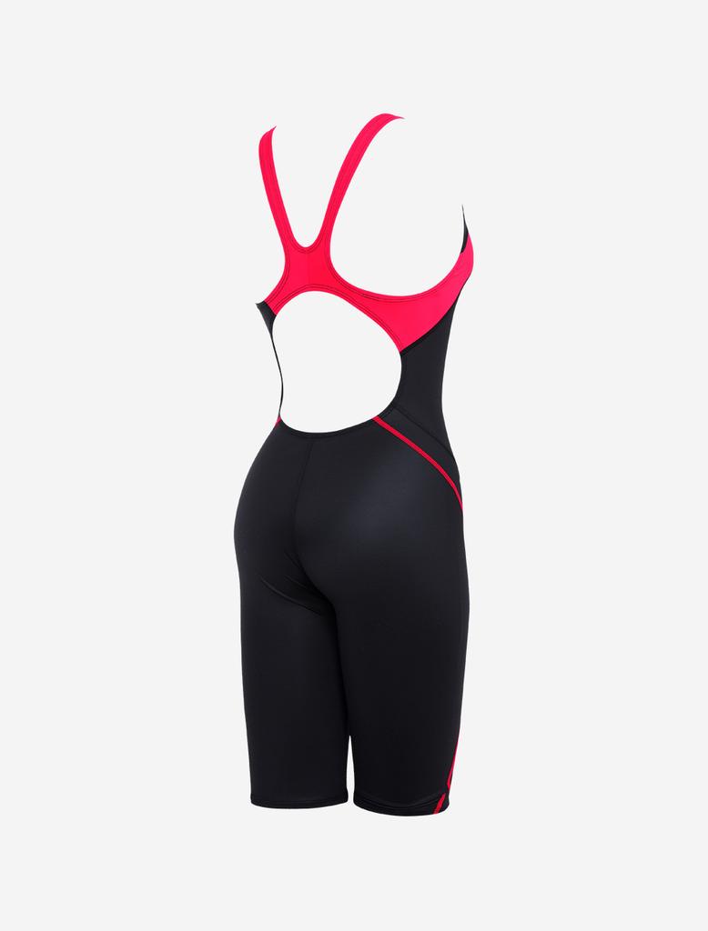 Toneidoseupocheu Racing 5-Part Half-Body X-Back Black Red Swimsuit