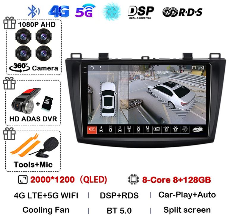 Android 14 Carplay Auto For Mazda 3 2009 2010 2011 2012 2013 Car Radio Multimedia Player Stereo Video Audio GPS Head Unit WIFI