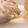 18K Gold Plated Irregular Water Drop Cross Stud Earrings for Women - Stainless Steel, Colorfast, High-End Accessories.