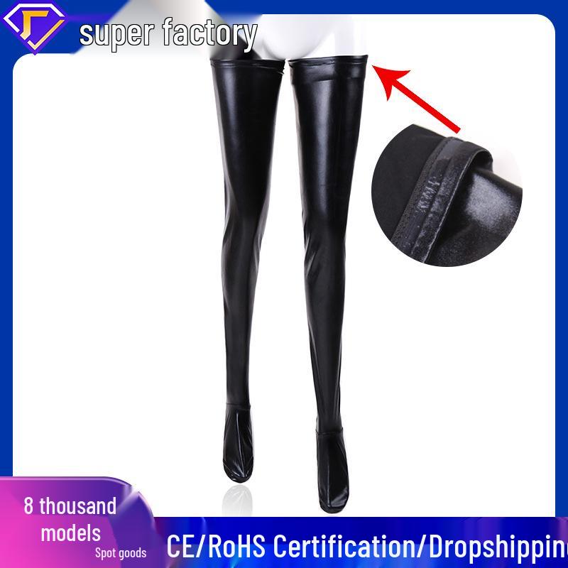 Elastic Patent Leather Stockings for Couples - Women's Flirty SM Bondage Wear